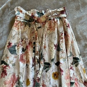Paper-bag Circle Skirt Floral Print